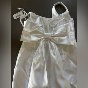 ALFRED SUNG White Midi Dress with Large Bow